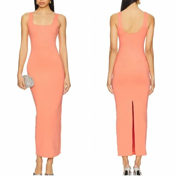 Good American | Dresses | Good American Revolve Scuba Modern Tank Maxi Dress  Coral Party Cocktail Causal | Poshmark